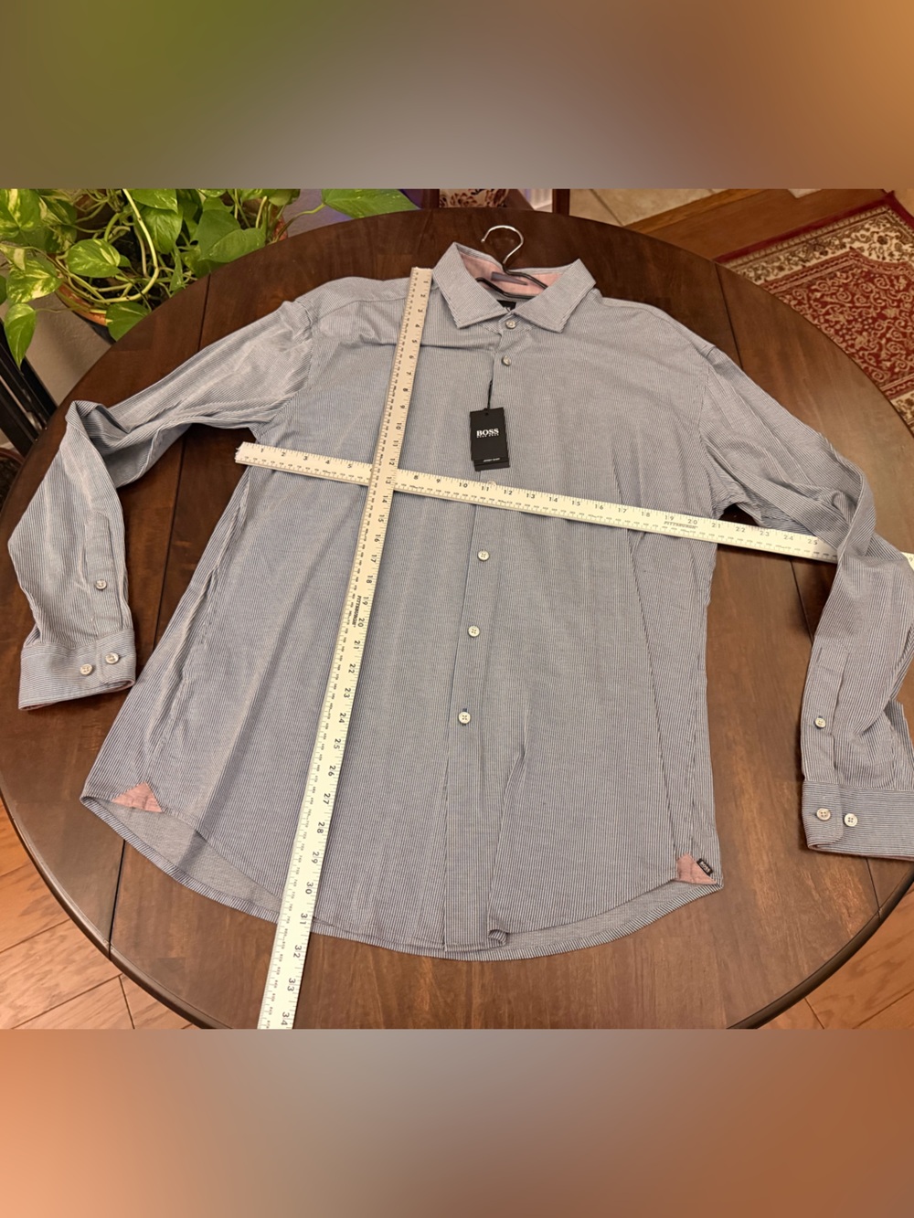 Hugo Boss Light Blue Micro-Stripe Dress Shirt